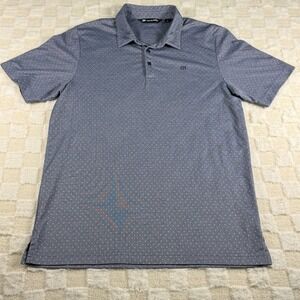 Travis Mathew Men's Size Large Polo Shirt Light‎ Blue White Dots Lightweight
